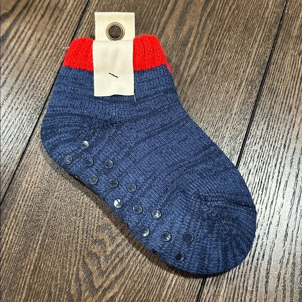 Free People Cozy Slipper Socks NEW Blue Red Grip Bottoms Lounge Cabin Socks OS